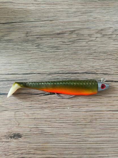 Leurre Souple avec tête plombée pour la pêche au carnassier et en mer orange green