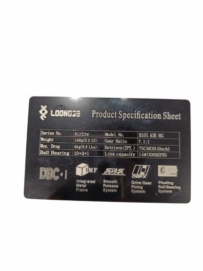 Moulinet casting Loongze Airlite B101 AIR HG – ratio 7.1:1, 148 g, 10+2+1 roulements – Image 3